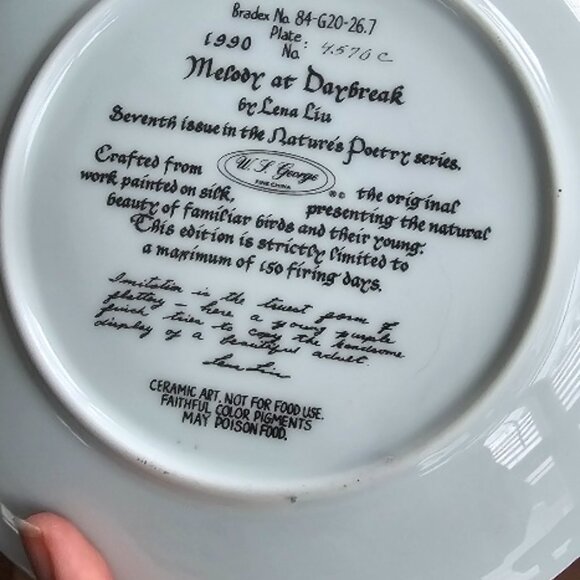 Lena Liu Collectible Plate Mint Condition Song Birds Melody At Daybreak - Picture 3 of 3